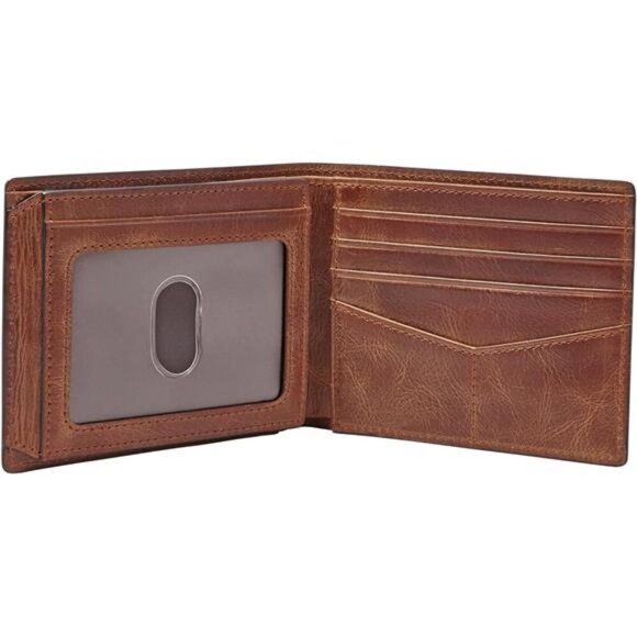 Leather RFID-Blocking Bifold with Flip ID Wallet, Brown, (Model: ML3681200) - Picture 2 of 6